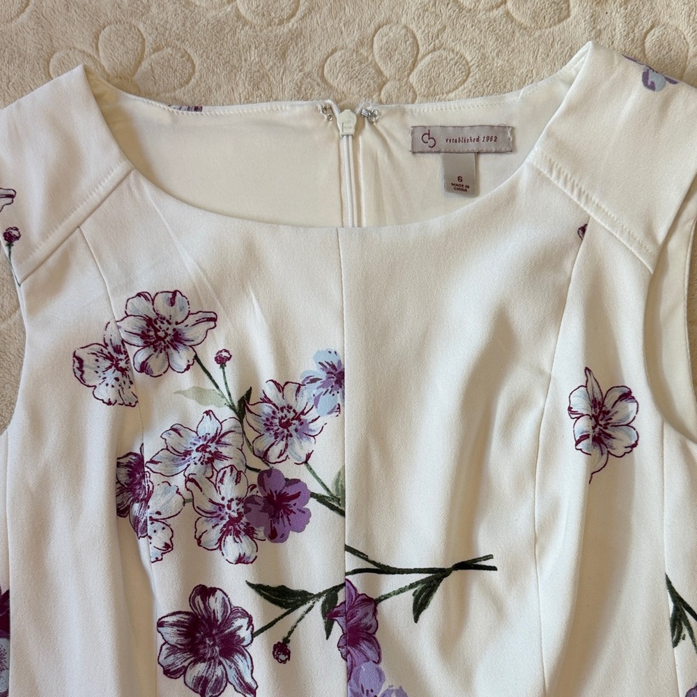 Floral White and Purple Dress